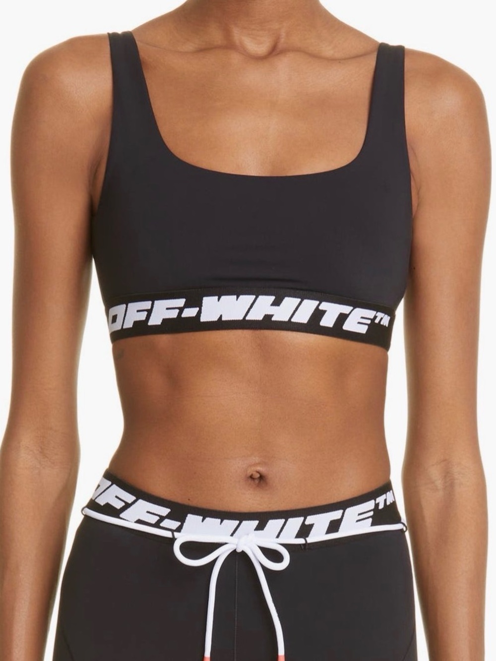 Off-White Athletic Logo Band Sports Bra Black Size 36 NWOT